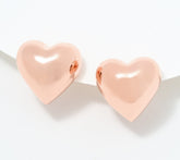 Silver Style Sterling Silver Rosetone Bold Puffy Heart Stud Earrings